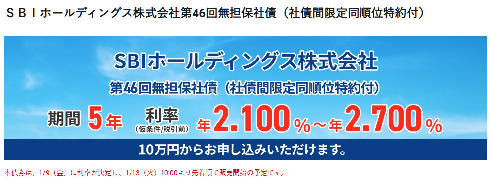 第46回SBIホールディングス社債1